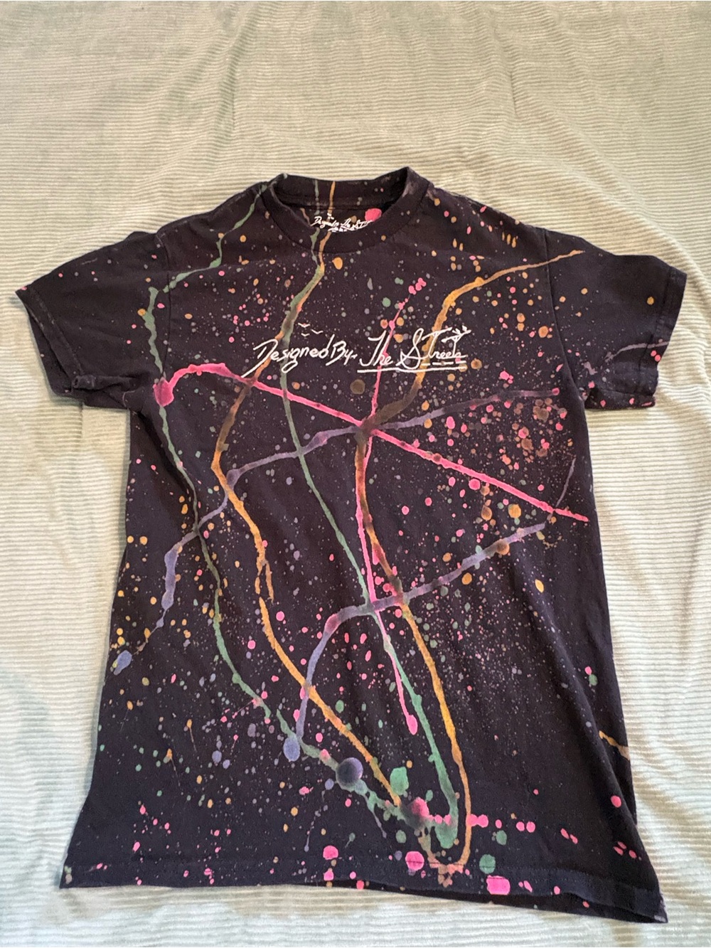 Paint Splatter Graphic Tee in Black with Multicolor Splatters